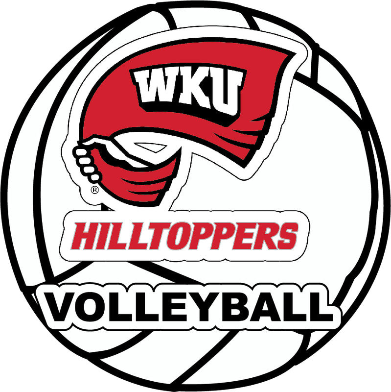 Western Kentucky Hilltoppers 4-Inch Round Volleyball NCAA Vinyl Decal Sticker for Fans, Students, and Alumni