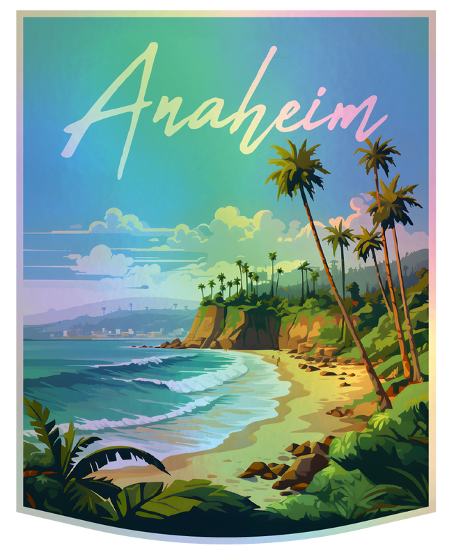 Anaheim California Holographic Charm Durable Vinyl Decal Sticker B