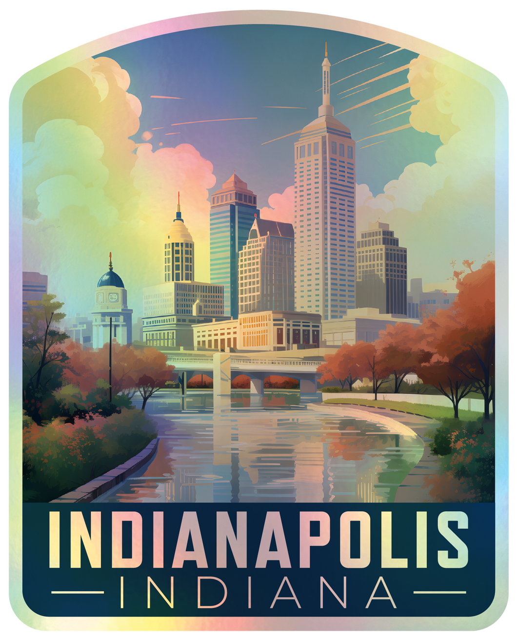 Indianapolis Indiana Holographic Charm Durable Vinyl Decal Sticker A