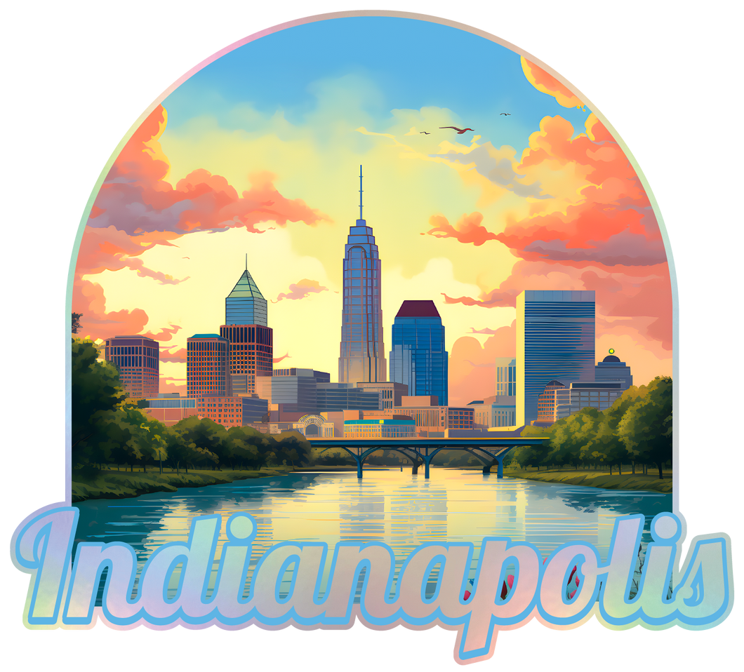 Indianapolis Indiana Holographic Charm Durable Vinyl Decal Sticker B