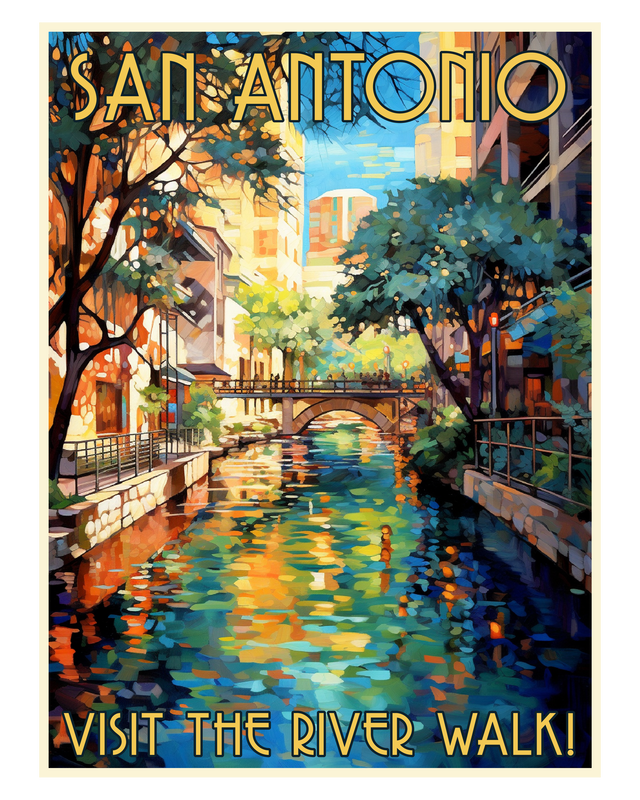Exclusive San Antonio Texas Collectible - Vintage Travel Poster Art