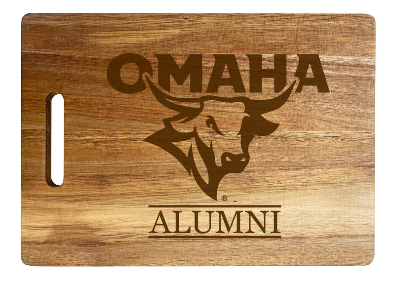 Nebraska at Omaha Showcase Acacia Wood Cutting Board - Large Central Logo