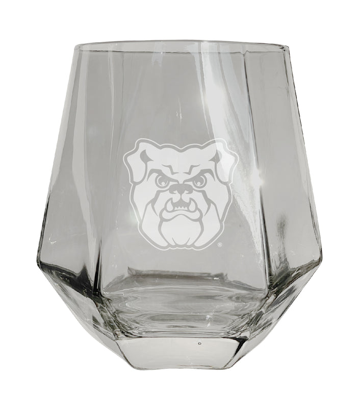 Butler Bulldogs Tigers Etched Diamond Cut 10 oz Stemless Wine Glass - NCAA Licensed