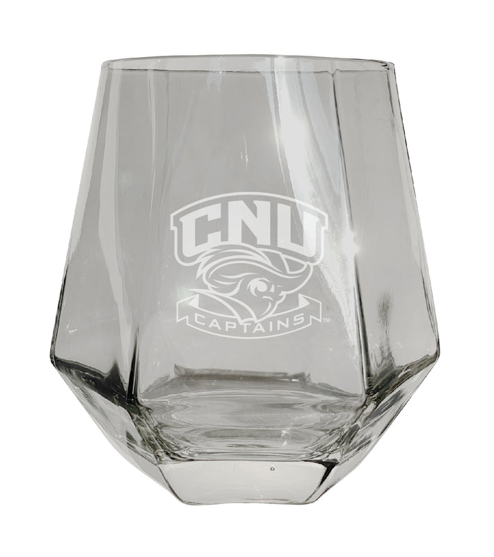 Christopher Newport Captains Tigers Etched Diamond Cut 10 oz Stemless Wine Glass - NCAA Licensed