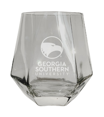 Georgia Southern Eagles Tigers Etched Diamond Cut 10 oz Stemless Wine Glass - NCAA Licensed