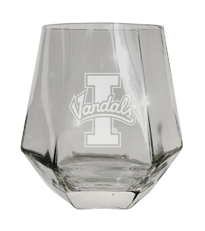 Idaho Vandals Tigers Etched Diamond Cut 10 oz Stemless Wine Glass - NCAA Licensed
