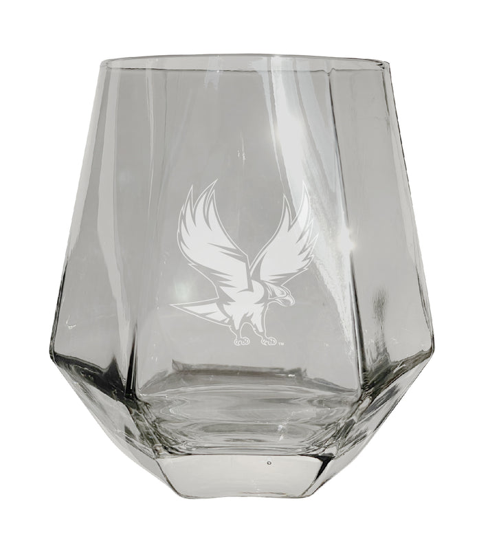 North Carolina Central Eagles Tigers Etched Diamond Cut 10 oz Stemless Wine Glass - NCAA Licensed