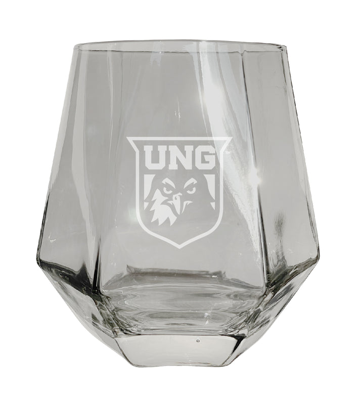 North Georgia Nighhawks Tigers Etched Diamond Cut 10 oz Stemless Wine Glass - NCAA Licensed