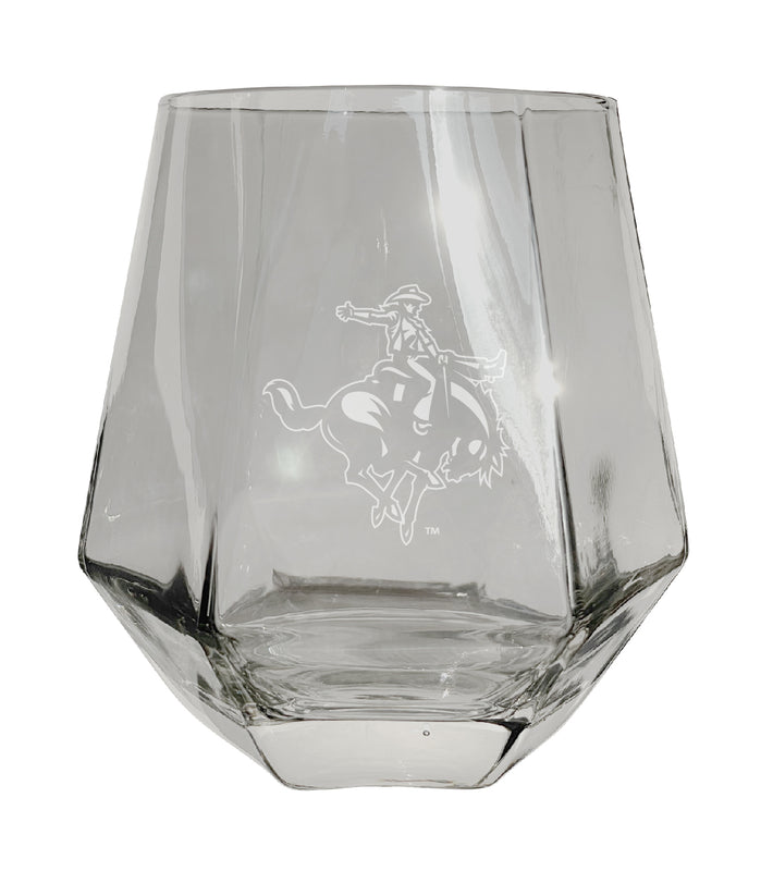 Northwestern Oklahoma State University Tigers Etched Diamond Cut 10 oz Stemless Wine Glass - NCAA Licensed
