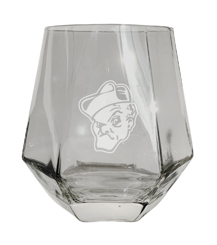 Ohio Wesleyan University Tigers Etched Diamond Cut 10 oz Stemless Wine Glass - NCAA Licensed