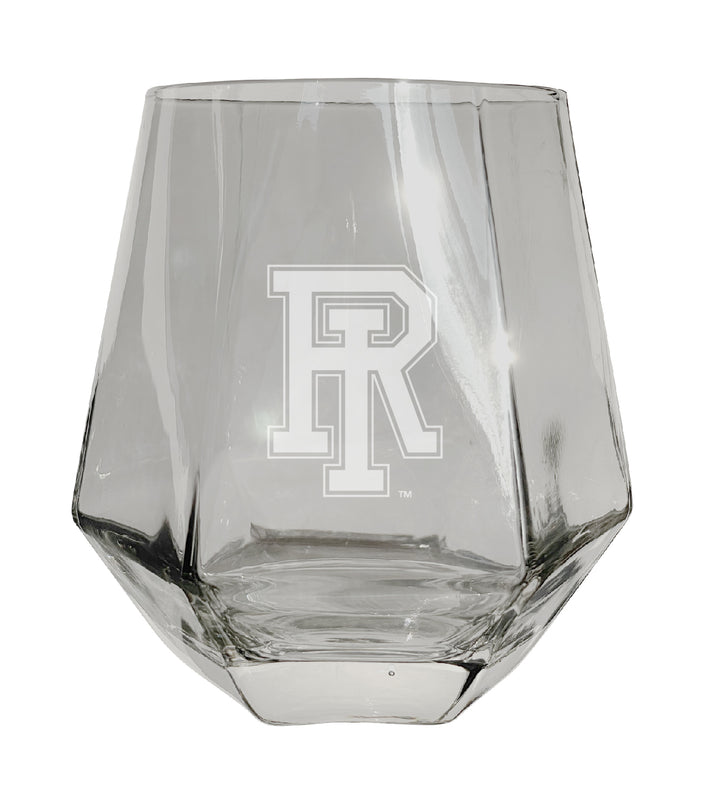 Rhode Island University Tigers Etched Diamond Cut 10 oz Stemless Wine Glass - NCAA Licensed