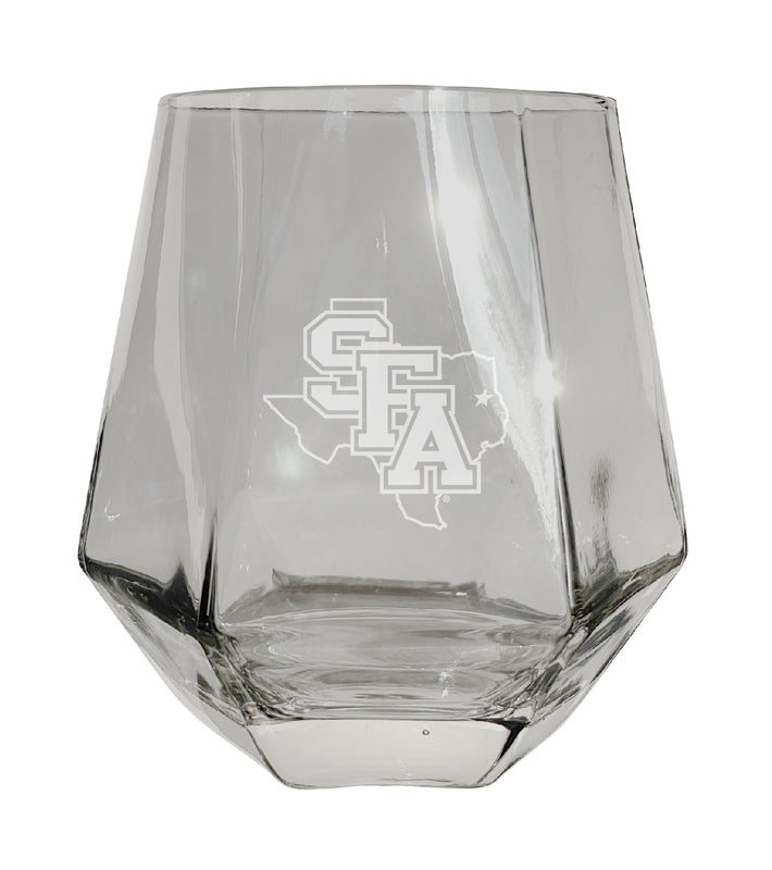 Stephen F. Austin State University Tigers Etched Diamond Cut 10 oz Stemless Wine Glass - NCAA Licensed