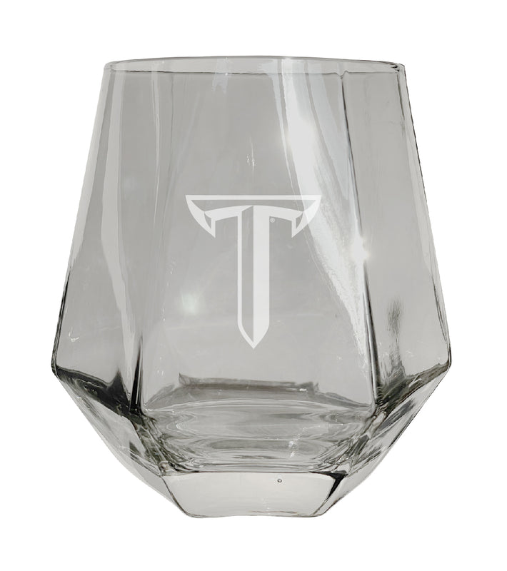 Troy University Tigers Etched Diamond Cut 10 oz Stemless Wine Glass - NCAA Licensed