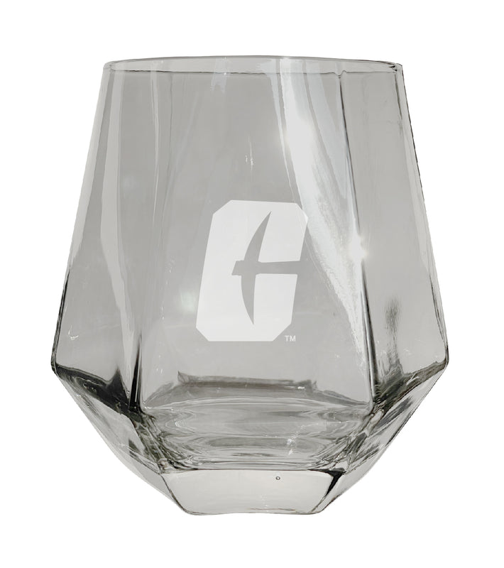 North Carolina Charlotte Forty-Niners Tigers Etched Diamond Cut 10 oz Stemless Wine Glass - NCAA Licensed