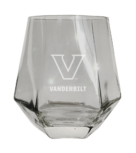 Vanderbilt University Tigers Etched Diamond Cut 10 oz Stemless Wine Glass - NCAA Licensed