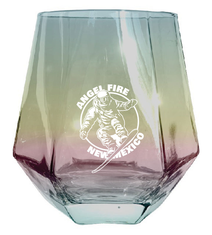 Angel Fire New Mexico Souvenir Wine Glass EngravedDiamond 15 oz clear Iridescent