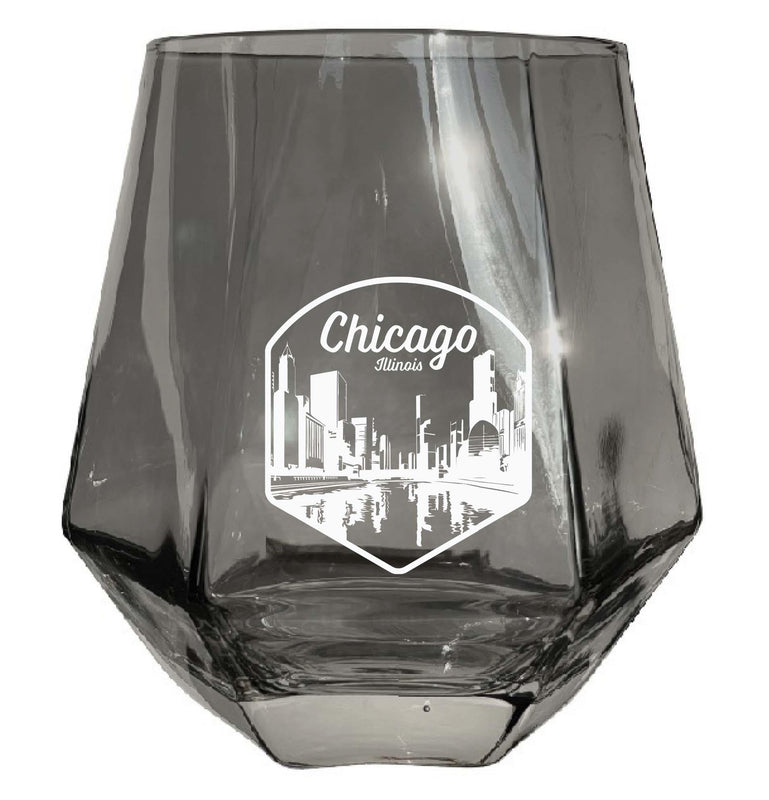 Chicago Illinois Souvenir Wine Glass EngravedDiamond 15 oz