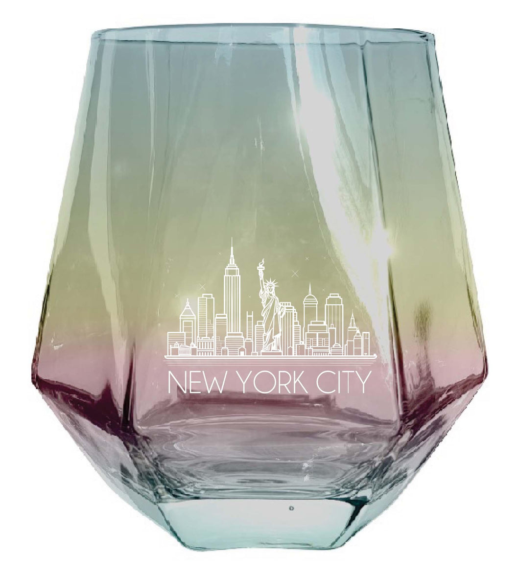 New York City Souvenir Wine Glass EngravedDiamond 15 oz