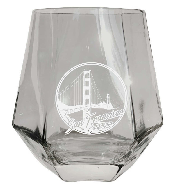 San Francisco California Souvenir Wine Glass EngravedDiamond 15 oz