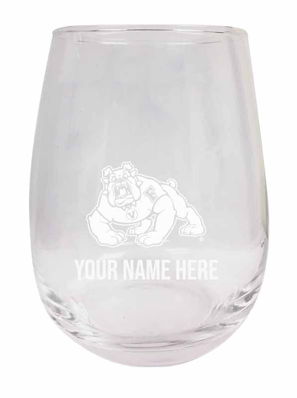 Fresno State Bulldogs NCAA Officially Licensed Laser-Engraved 9 oz Stemless Wine Glass - Personalize with Your Name, Ideal for Wine & Cocktails