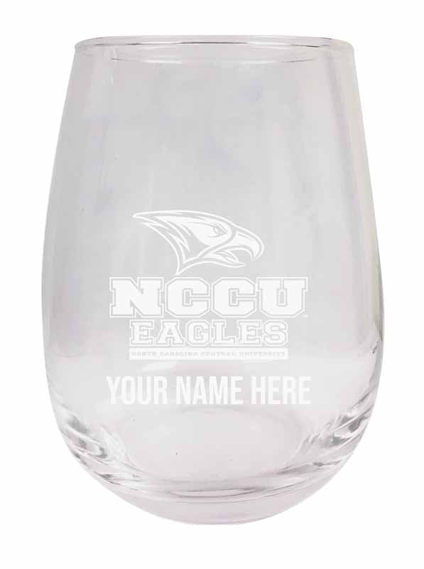 North Carolina Central Eagles NCAA Officially Licensed Laser-Engraved 9 oz Stemless Wine Glass - Personalize with Your Name, Ideal for Wine & Cocktails
