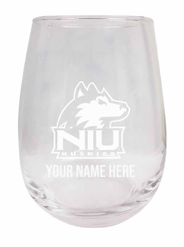 Northern Illinois Huskies NCAA Officially Licensed Laser-Engraved 9 oz Stemless Wine Glass - Personalize with Your Name, Ideal for Wine & Cocktails