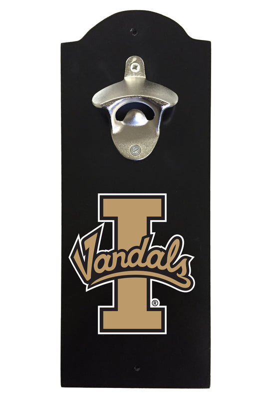 Idaho Vandals Wall-Mounted Bottle Opener – Sturdy Metal with Decorative Wood Base for Home Bars, Rec Rooms & Fan Caves