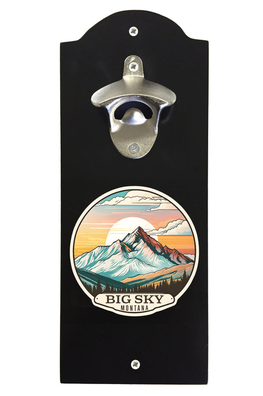 Big Sky Montana mountain Sunset Design Souvenir Wall mounted bottle opener