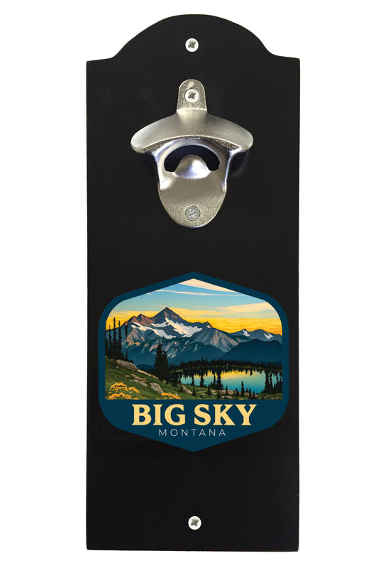 Big Sky Montana Mountain and Lake Design Souvenir Wall mounted bottle opener