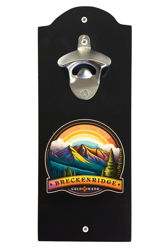 Breckenridge Colorado Design B Souvenir Wall mounted bottle opener Black