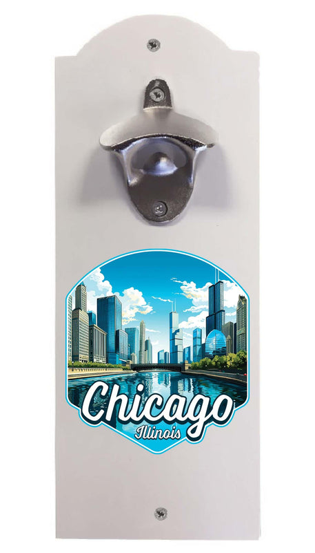 Chicago Illinois A Souvenir  Wall mounted bottle opener