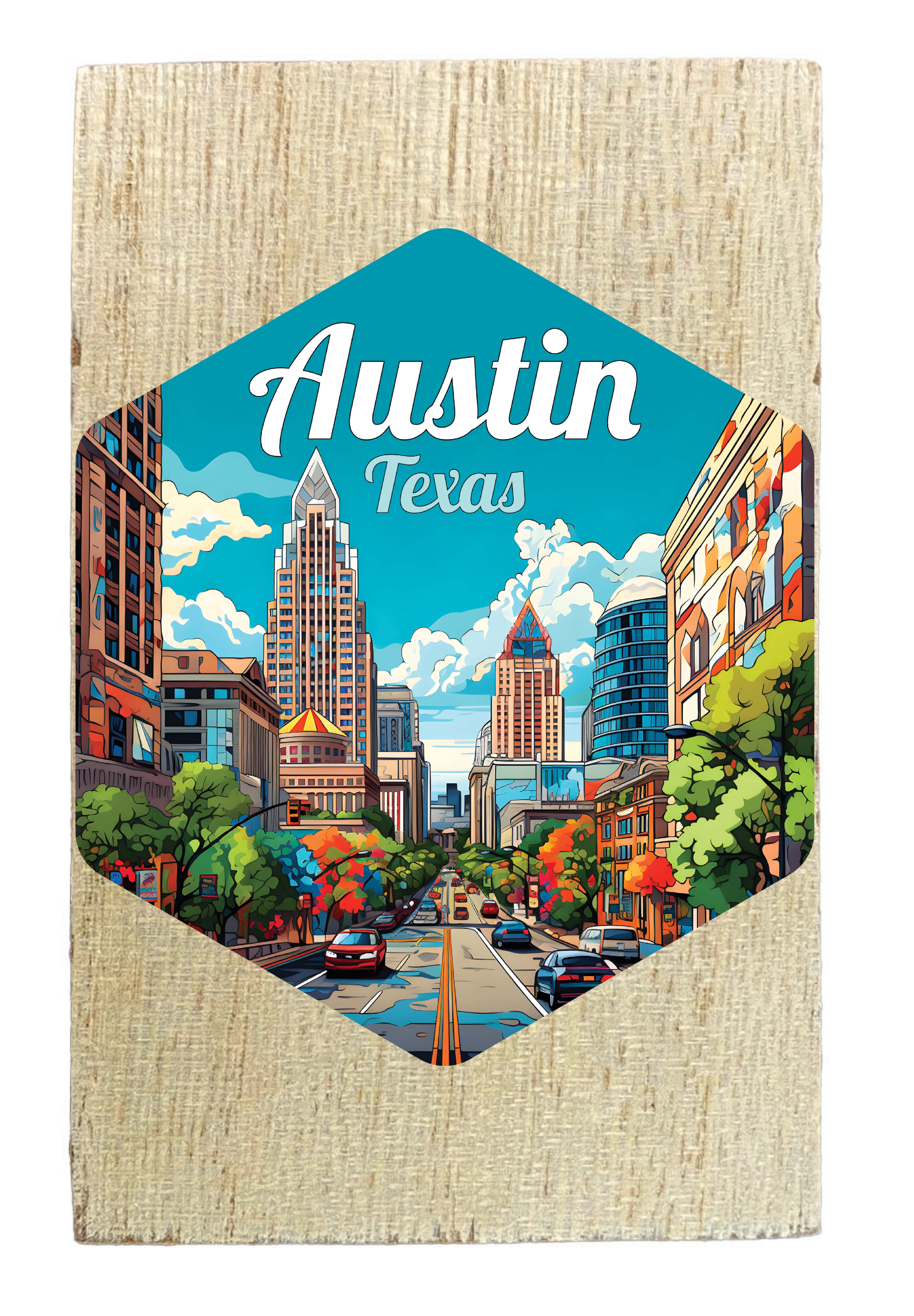 Austin Texas Design B Souvenir Wooden 2" x 3" Fridge R & R INC.