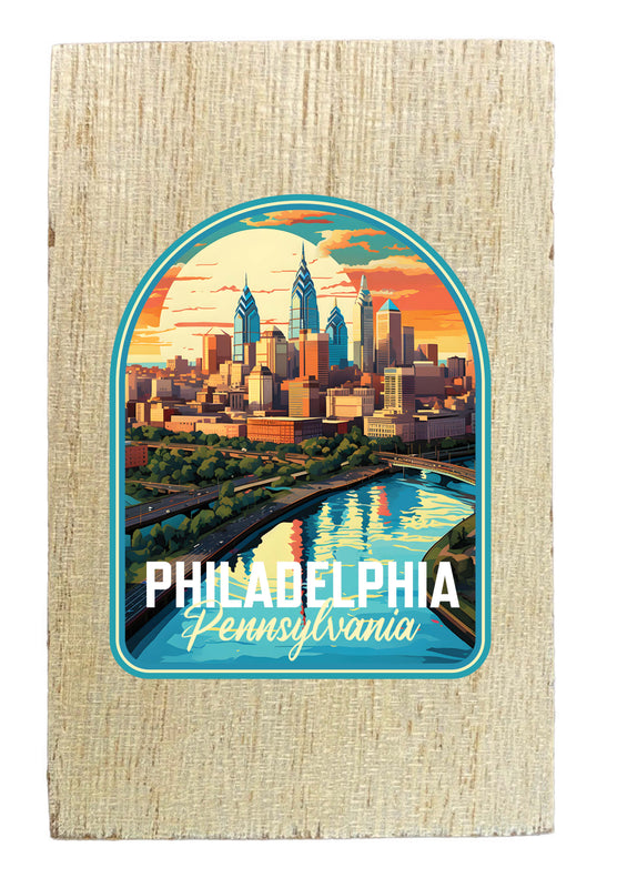 Philadelphia Pennsylvania Design A Souvenir Wooden 2" x 3" Fridge Magnet