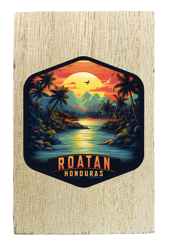 Roatan Honduras Design A Souvenir Wooden 2" x 3" Fridge Magnet