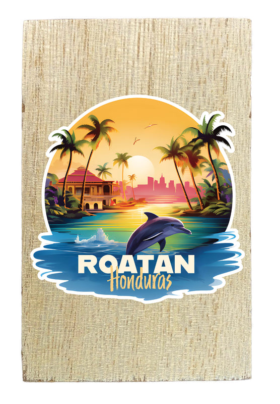 Roatan Honduras Design B Souvenir Wooden 2" x 3" Fridge Magnet