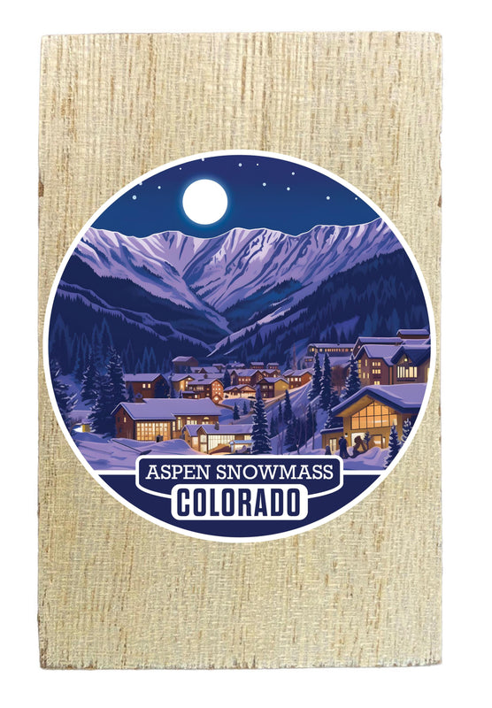 Aspen Snowmass Colorado Design B Souvenir Wooden 2" x 3" Fridge Magnet