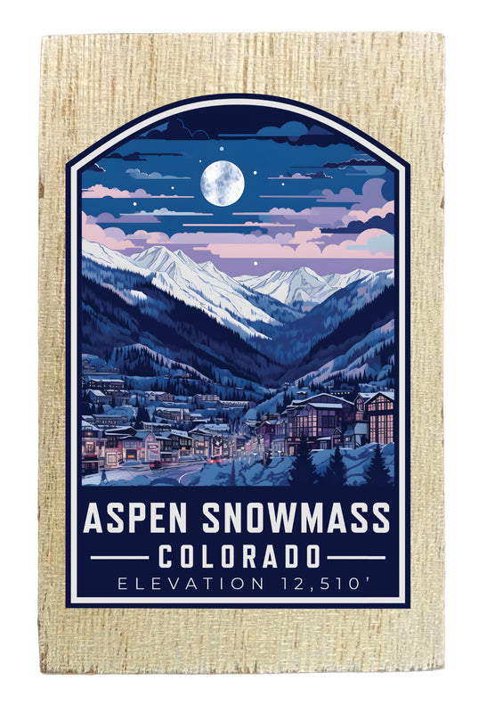 Aspen Snowmass Colorado Design C Souvenir Wooden 2" x 3" Fridge Magnet
