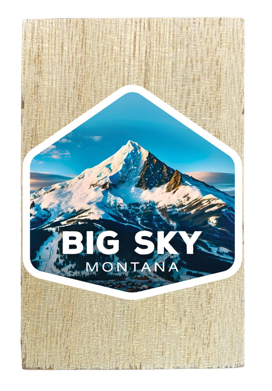 Big Sky Montana Mountain Design Souvenir Wooden 2" x 3" Fridge Magnet