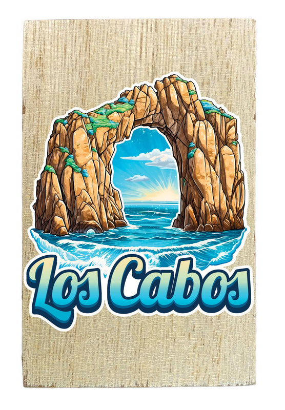 Los Cabos Mexico Design C Souvenir Wooden 2" x 3" Fridge Magnet