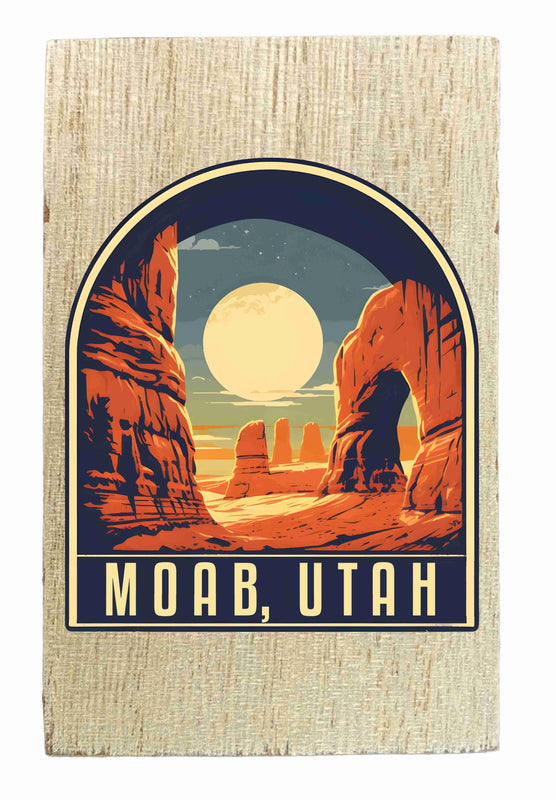 Moab Utah Design B Souvenir Wooden 2" x 3" Fridge Magnet