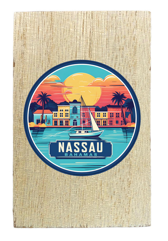 Nassau the Bahamas Design A Souvenir Wooden 2" x 3" Fridge Magnet
