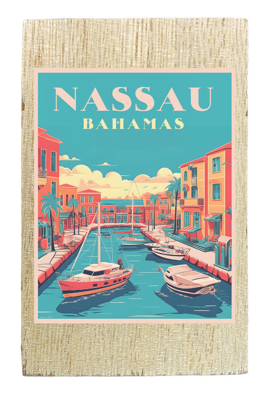 Nassau the Bahamas Design B Souvenir Wooden 2" x 3" Fridge Magnet