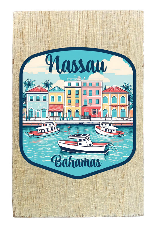 Nassau the Bahamas Design C Souvenir Wooden 2" x 3" Fridge Magnet