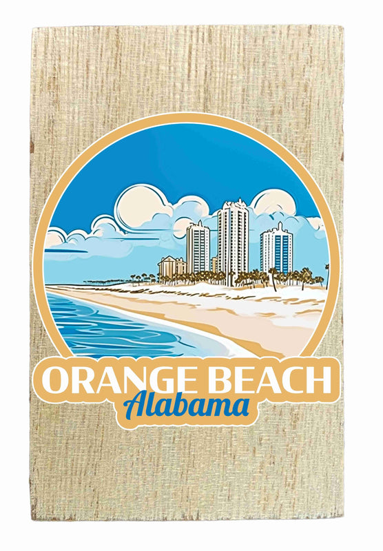 Orange Beach Alabama Design A Souvenir Wooden 2" x 3" Fridge Magnet