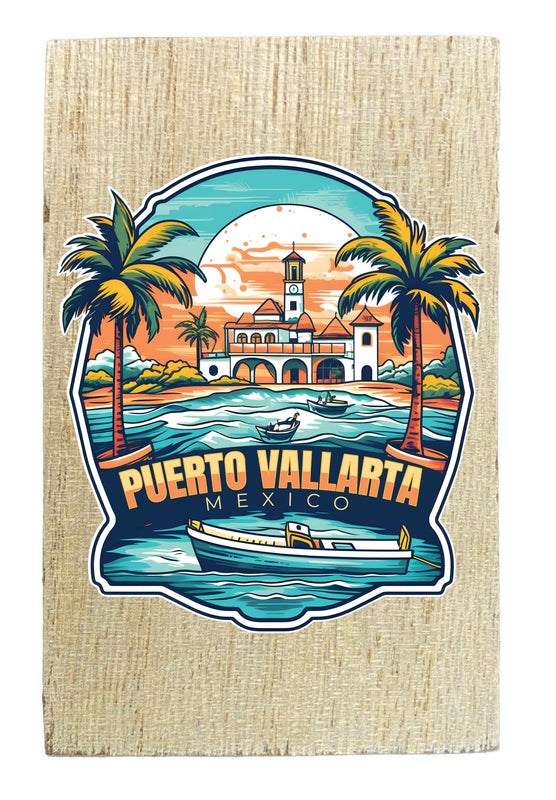 Puerto Vallarta Mexico Design A Souvenir Wooden 2" x 3" Fridge Magnet