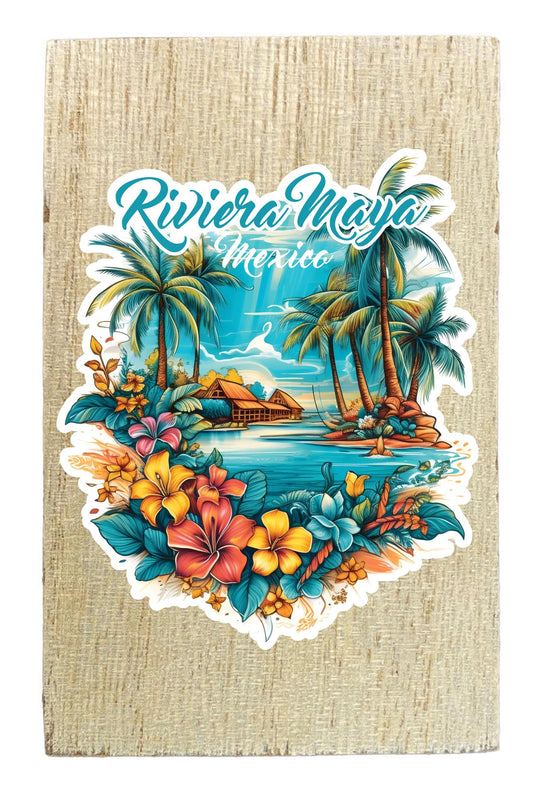 Riviera Maya Mexico Design A Souvenir Wooden 2" x 3" Fridge Magnet