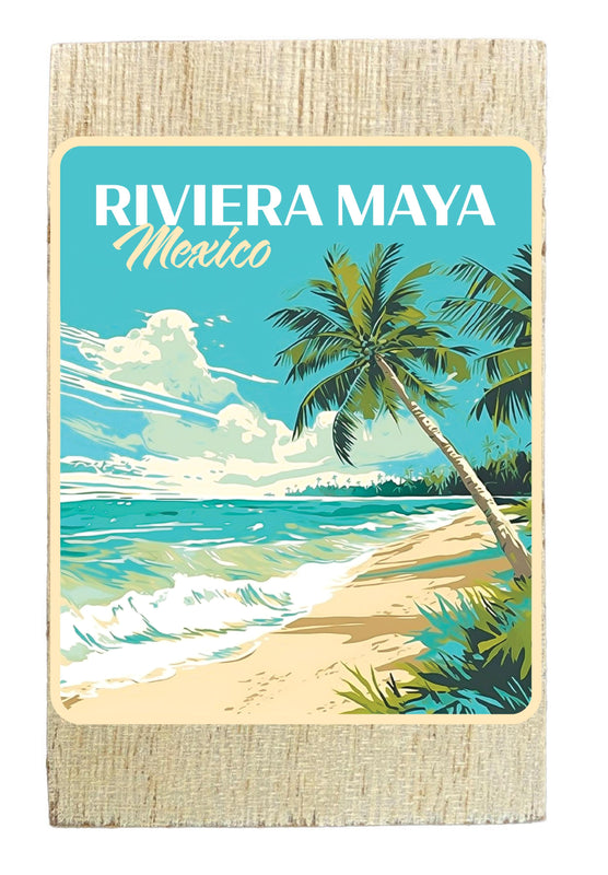 Riviera Maya Mexico Design C Souvenir Wooden 2" x 3" Fridge Magnet
