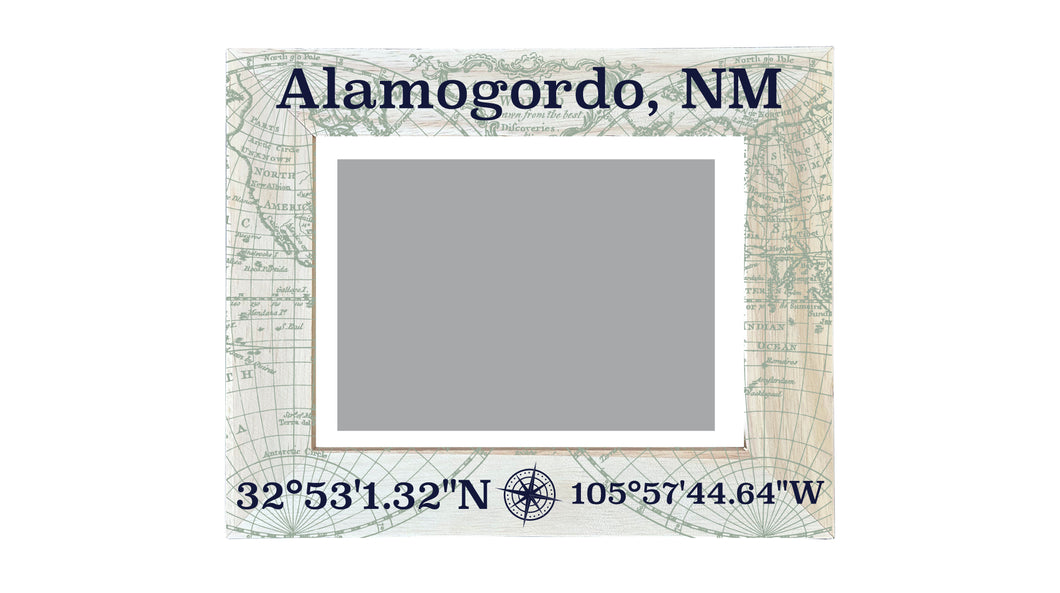 Alamogordo New Mexico Souvenir Wooden Photo Frame Compass Coordinates Design Matted to 4 x 6