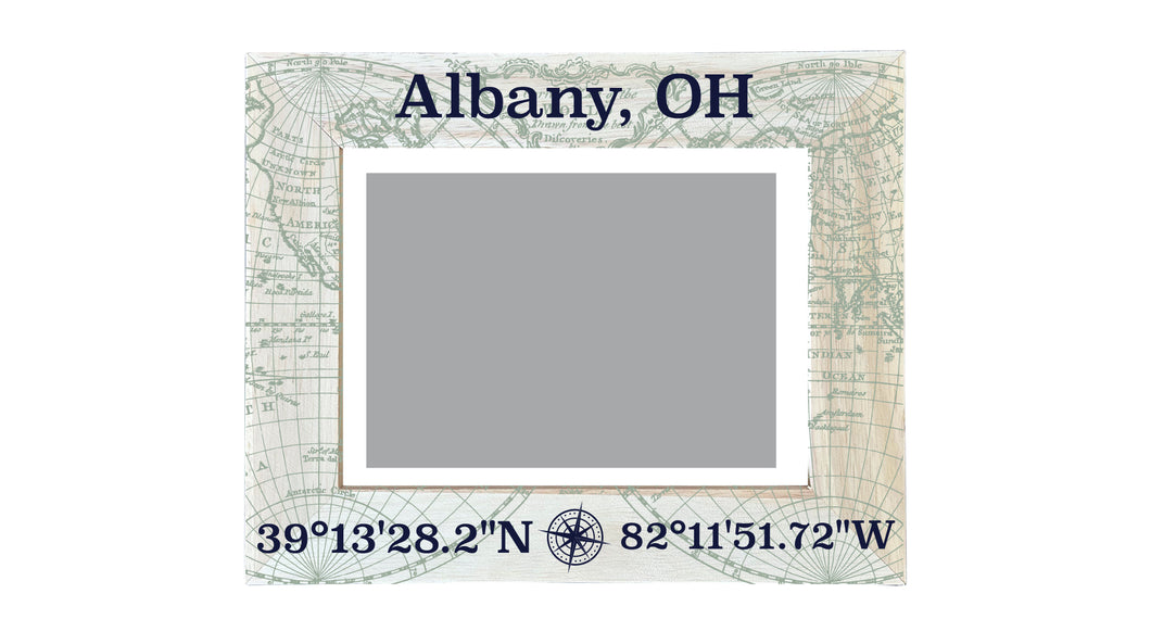 Albany Ohio Souvenir Wooden Photo Frame Compass Coordinates Design Matted to 4 x 6