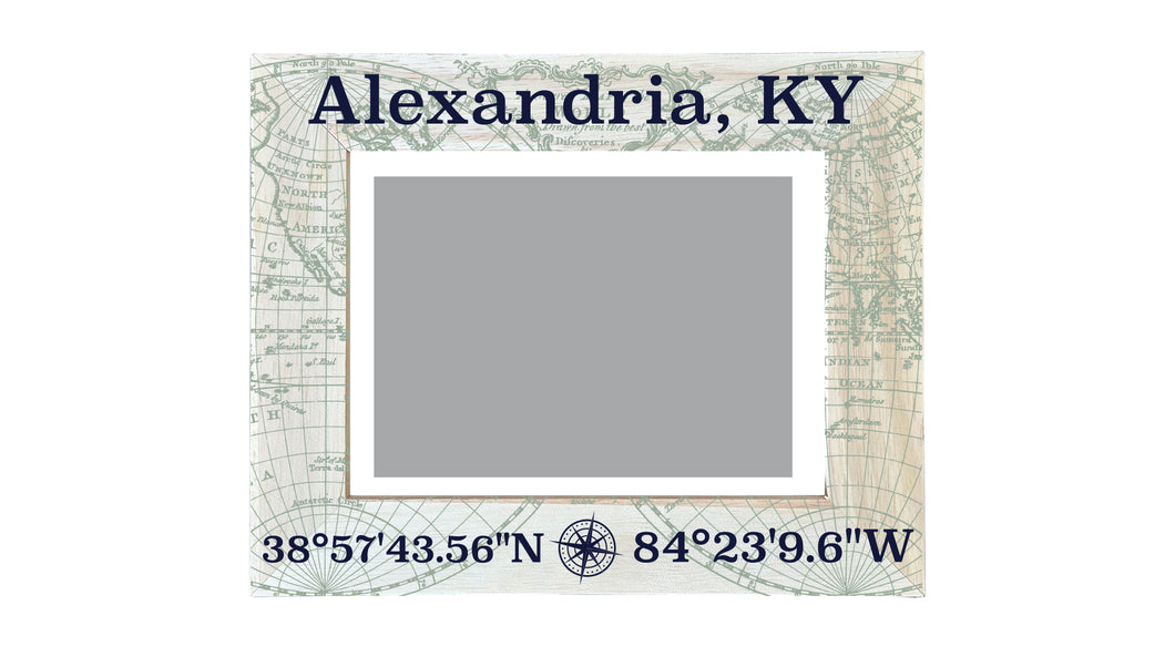 Alexandria Kentucky Souvenir Wooden Photo Frame Compass Coordinates Design Matted to 4 x 6